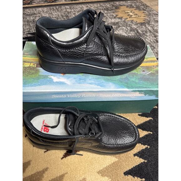 SAS  Bout Time Men\'s Comfort Tumbled Black Leather Shoe Size 7 barely used main image 4